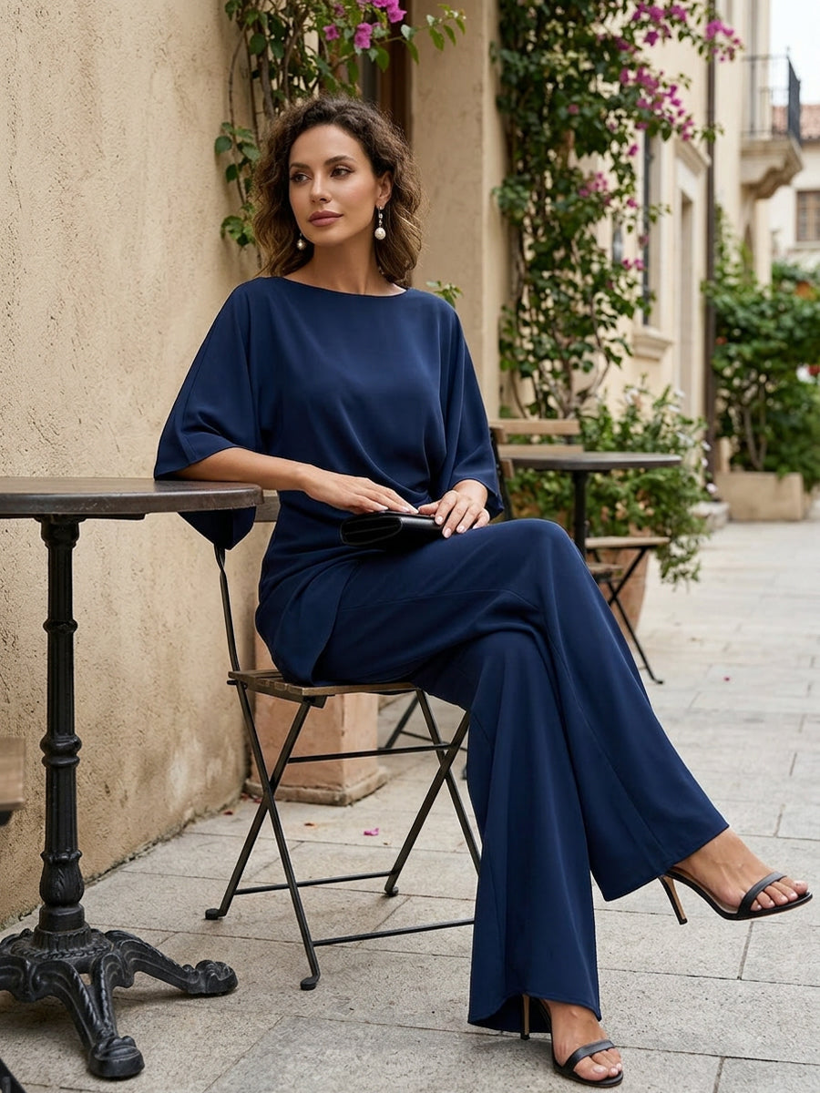 Gloria | Draped Asymmetric Wide-Leg Set