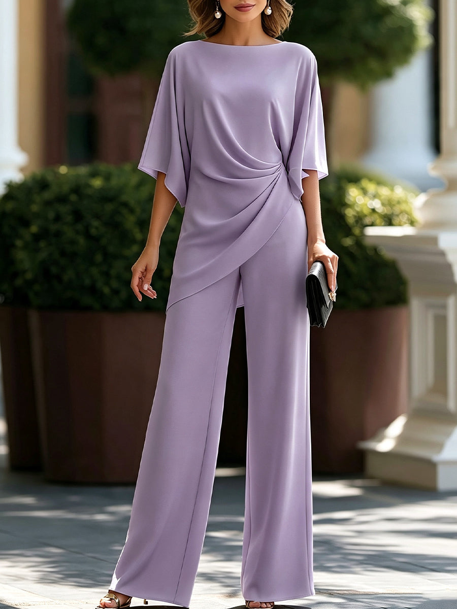 Gloria | Draped Asymmetric Wide-Leg Set