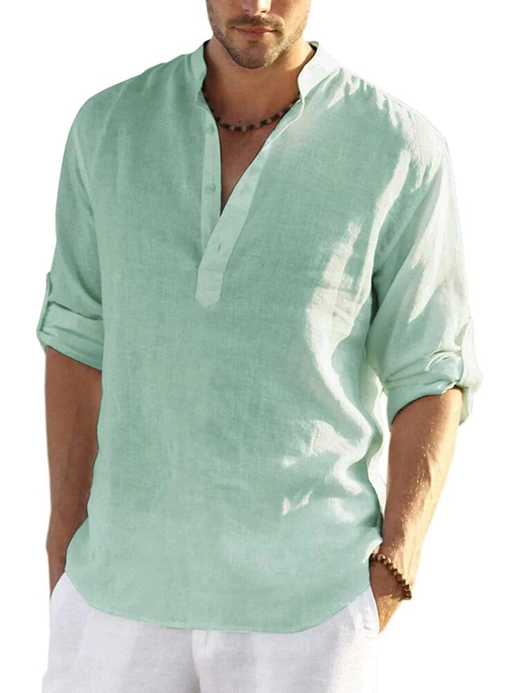 Arrigo | Cotton Linen Style Henley Shirt