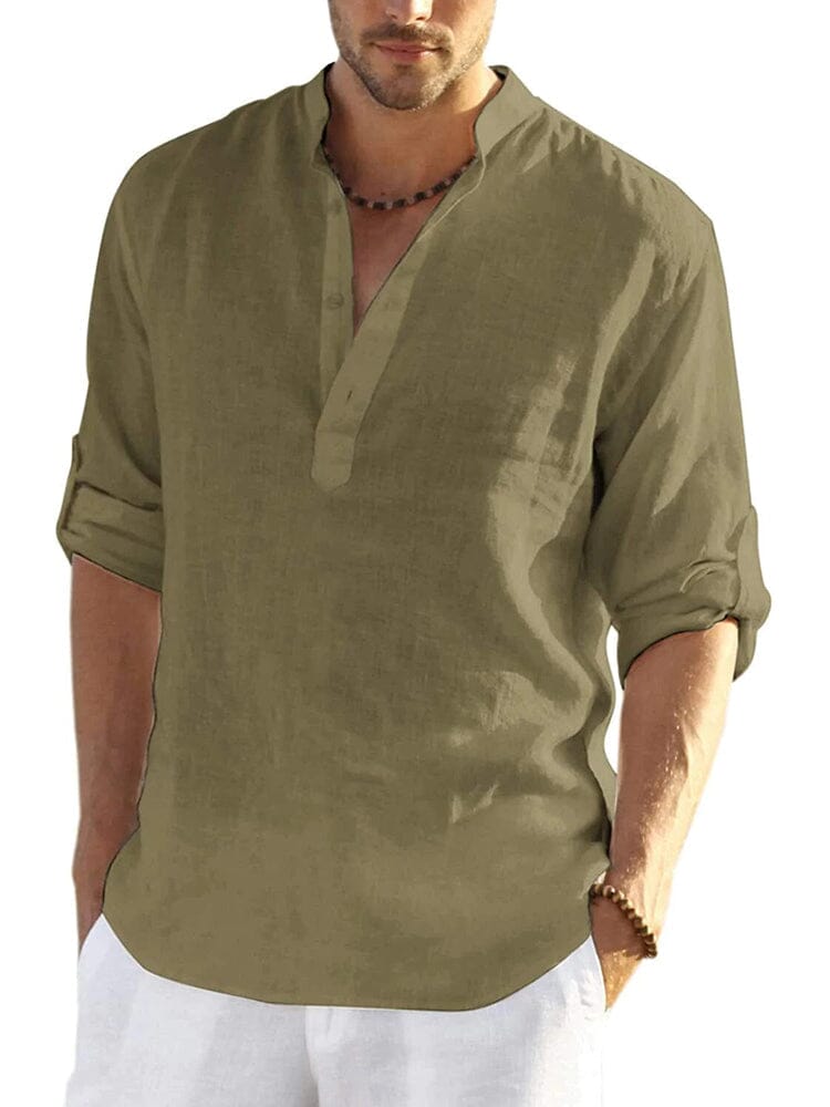 Arrigo | Cotton Linen Style Henley Shirt