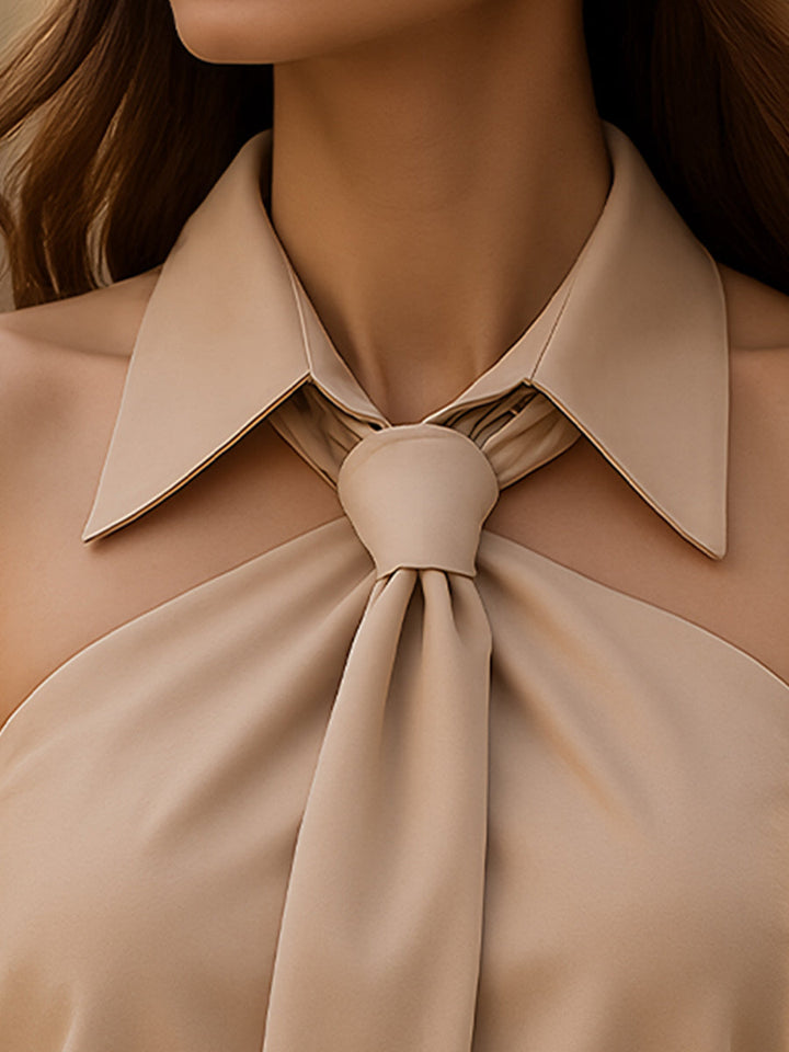 Marcella | Stylish Sleeveless Halter Blouse with Neck Tie Detail
