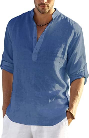 Arrigo | Cotton Linen Style Henley Shirt
