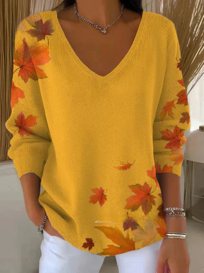 Elsie |  Comfortable Ribbed Knit V-Neck Sweater