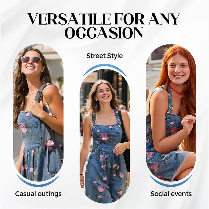 Teresa | Floral Printed Denim Jumpsuit