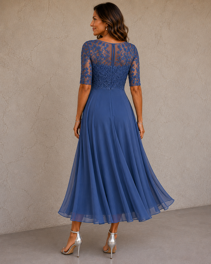 Celeste | Abito in Pizzo e Chiffon