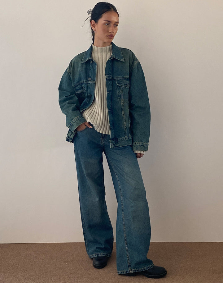 Ainsley | Extra-Wide Low-Rise Acid Wash Jeans