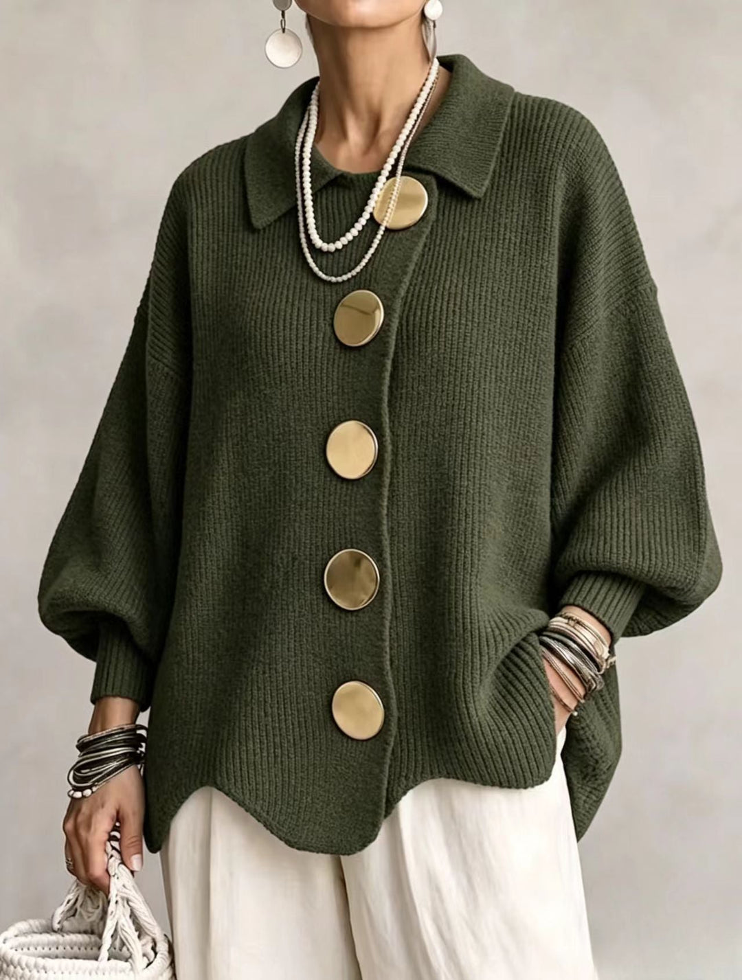 Madison | Oversized cardigan with large gold buttons