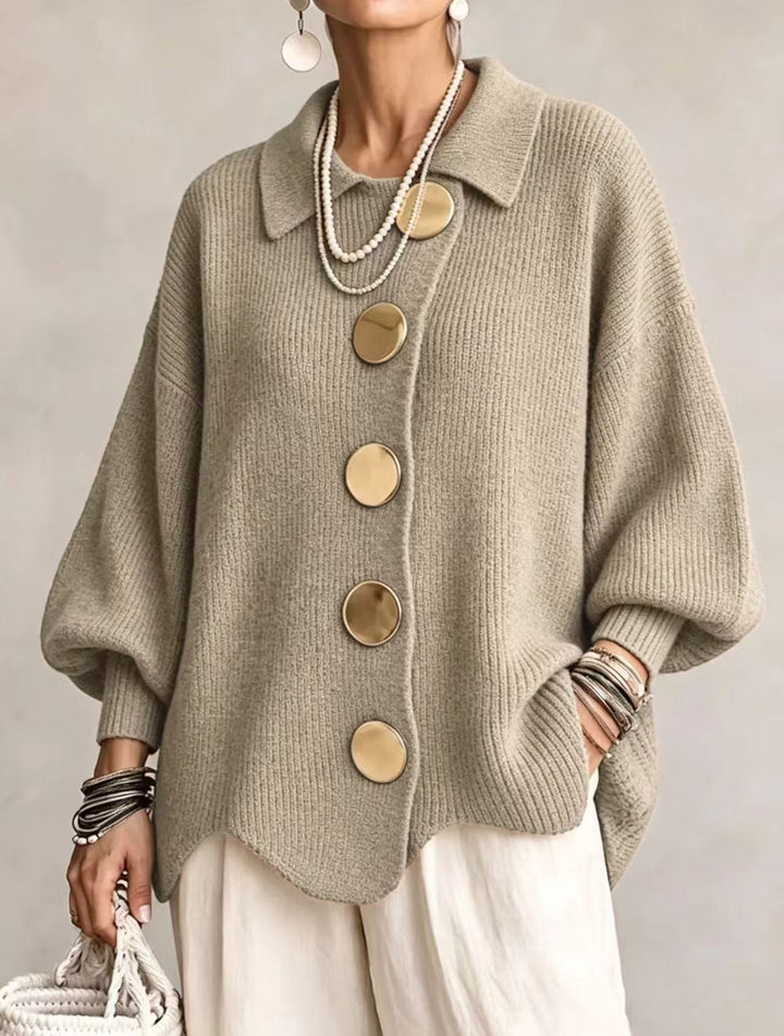 Madison | Oversized cardigan with large gold buttons