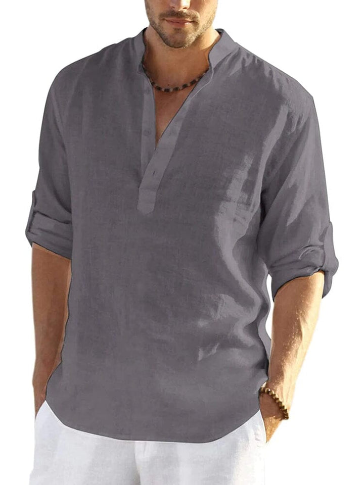 Arrigo | Cotton Linen Style Henley Shirt