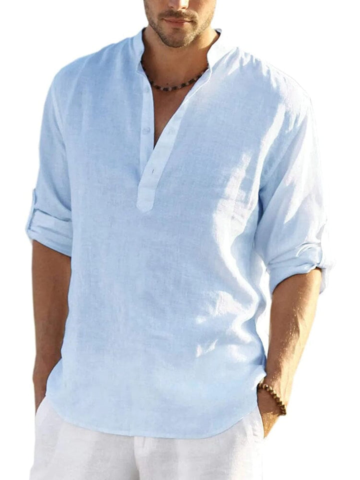 Arrigo | Cotton Linen Style Henley Shirt