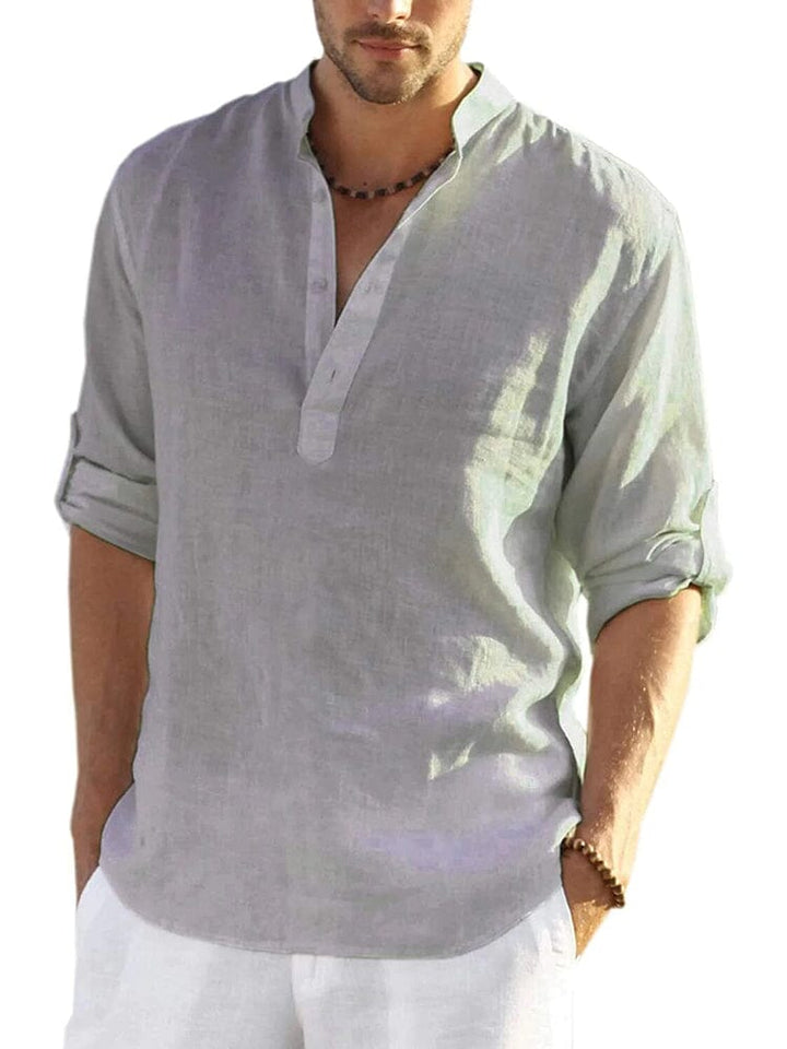 Arrigo | Cotton Linen Style Henley Shirt