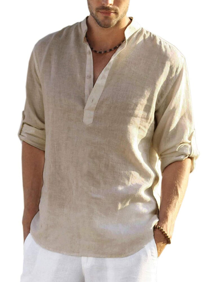 Arrigo | Cotton Linen Style Henley Shirt