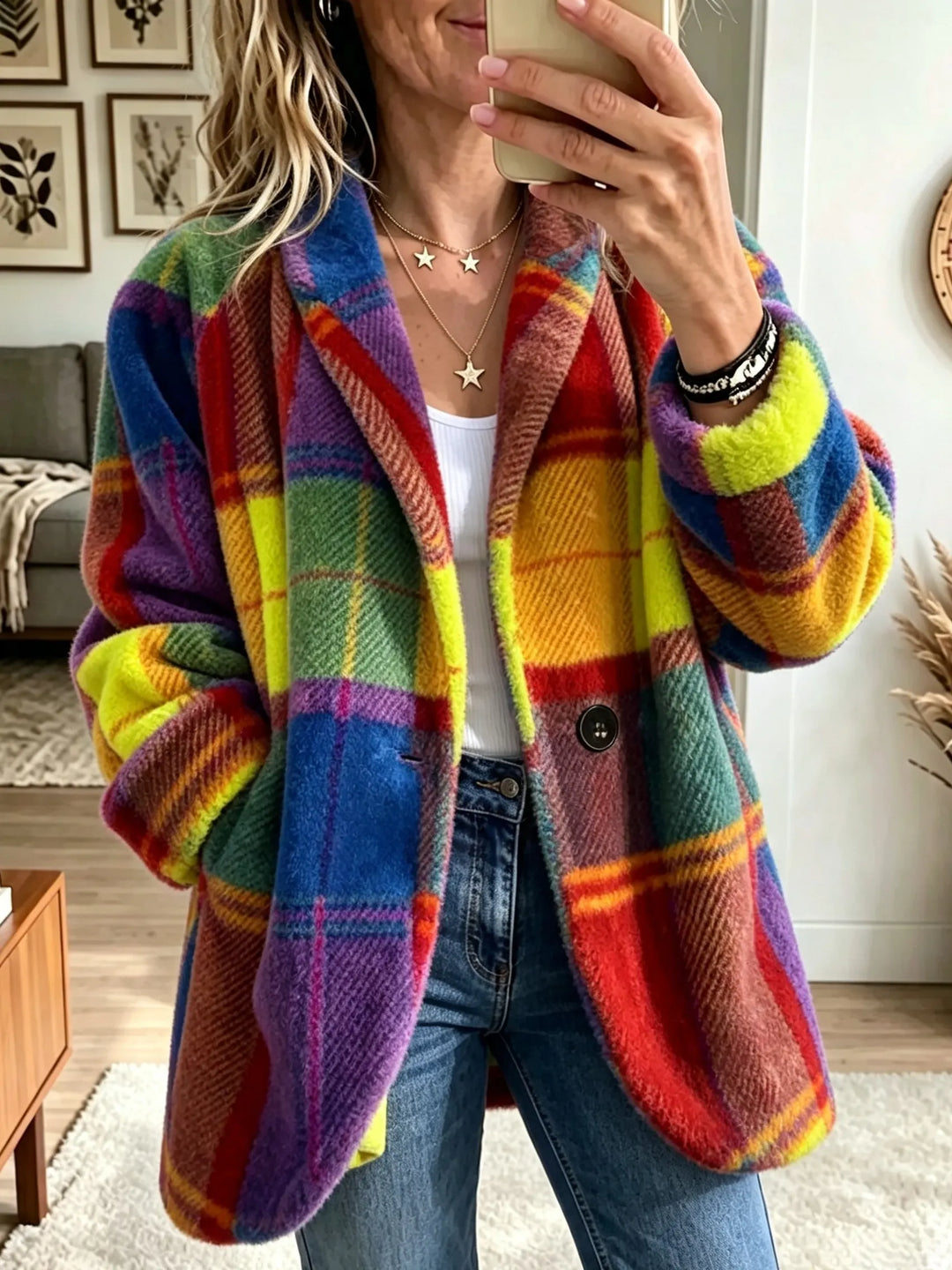 Hailey | Arka Multicolored Check Coat
