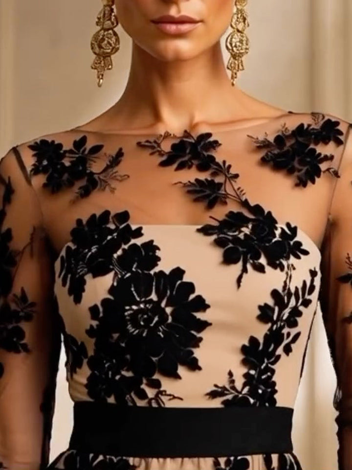 Isabel | Robe de soirée midi en dentelle florale