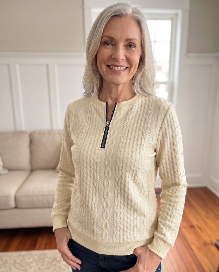 NAZARENA | TEXTURED ZIPPER SWEATSHIRT