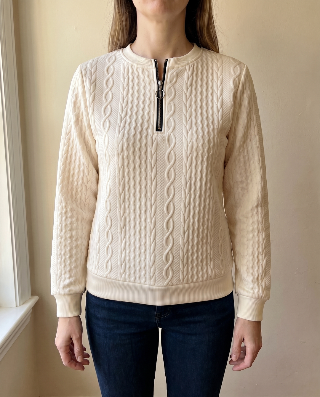 NAZARENA | TEXTURED ZIPPER SWEATSHIRT